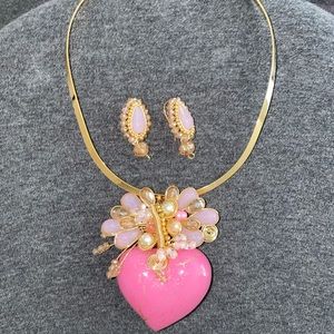 Artesanal heart necklace w earrings